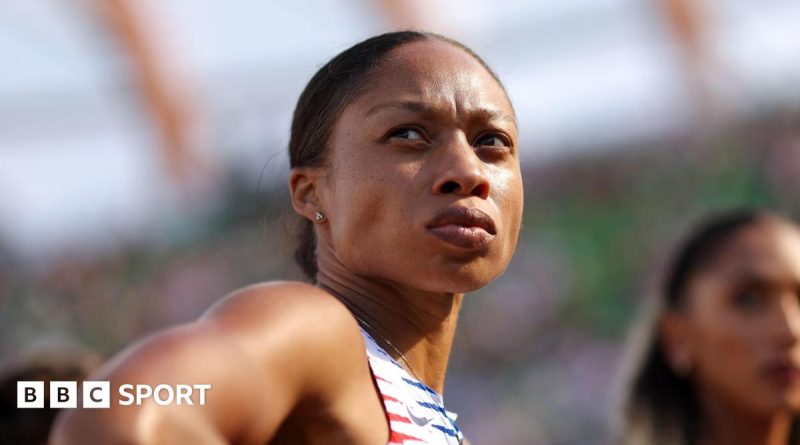 Allyson Felix Olympics comeback with diverse group of athletes training.