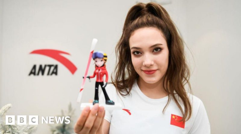 Diverse professionals discussing the Chinese sportswear brand in a modern office.