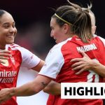 Exciting scene of Arsenal Lyon Women's Champions League match celebration.