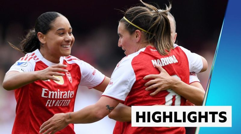 Exciting scene of Arsenal Lyon Women's Champions League match celebration.