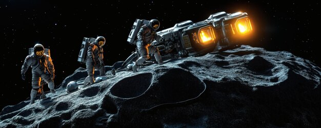 Professionals discussing the Artemis II mission for future moon landings.