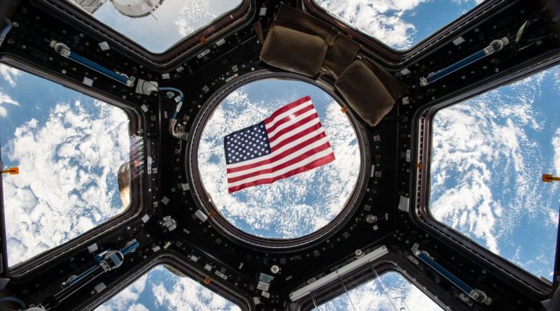 Astronaut votes from space using technology in the International Space Station.