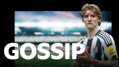 Executives discussing Bayern Munich Anthony Gordon transfer in office.