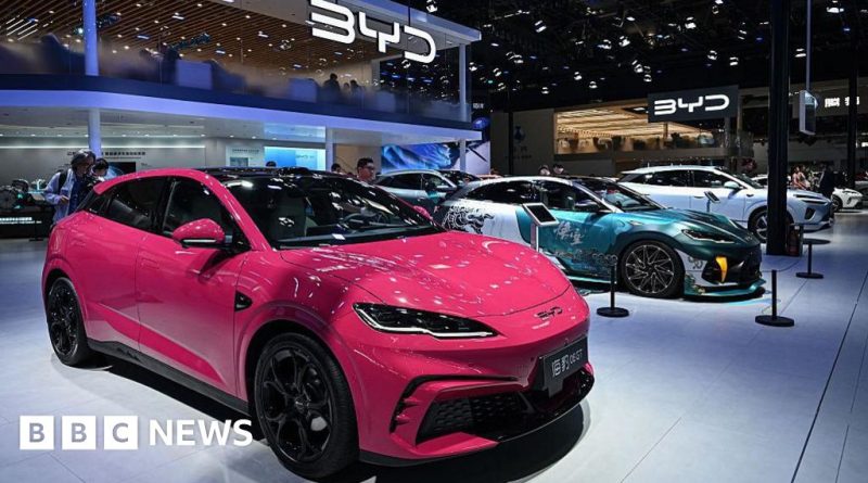 Professionals discussing BYD's future without the US market in a modern office