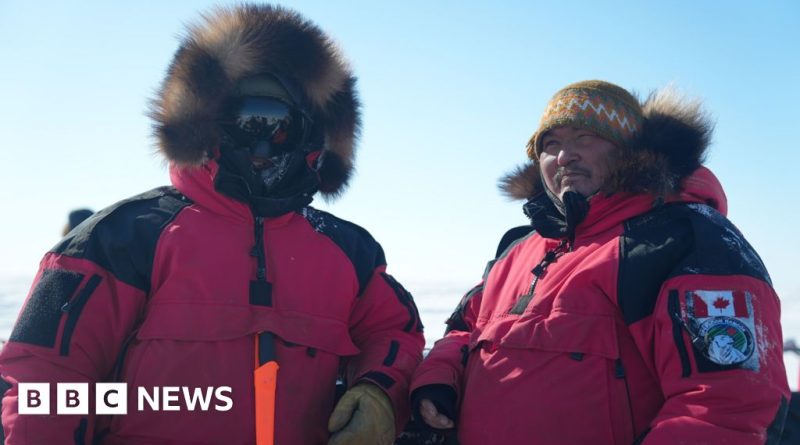 Canadian military personnel conducting Arctic mission training in snow.