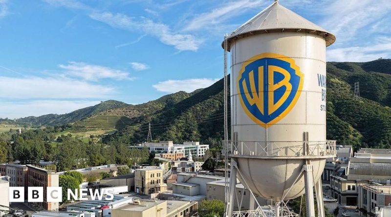 Hollywood stars discussing the studio merger with serious expressions.