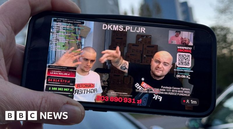 A diverse group of people in professional attire during a charity livestream for fundraising for cancer care.