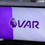 Championship clubs VAR decision discussion among referees on the field.