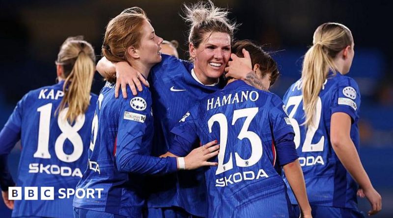 Diverse group of fans discussing Chelsea WSL home games in a stadium.