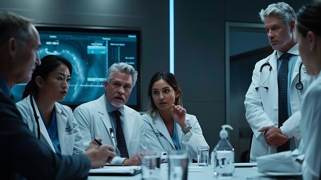 Healthcare professionals discuss the meningitis outbreak delay in a hospital setting.