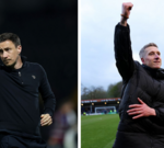 Exciting scene of an England football title race with players in action.