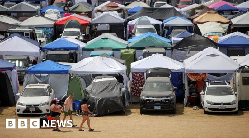 Luxurious camping experience at Coachella festival with stylish tents.