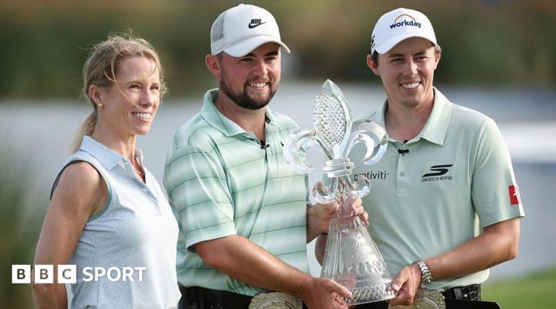 Fitzpatrick brothers celebrating their PGA Tour victory at a golf tournament.