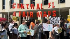 Lawmakers discussing Florida voting maps in a legislative setting.