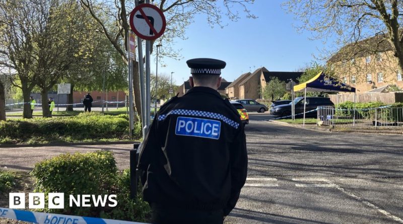 Four teenagers in professional attire discussing the fatal stabbing of a boy.