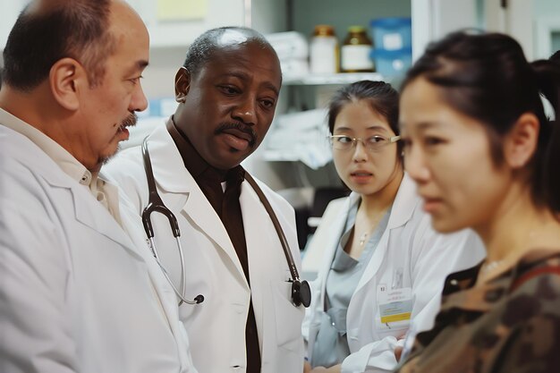 Healthcare professionals discussing a Meningitis B vaccination case in a hospital.