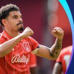 Morgan Gibbs-White impact during a Nottingham Forest soccer match.