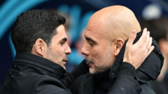 Guardiola Arteta friendship shown through a discussion on the soccer field.