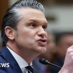 Defense Secretary Hegseth during a hearing on the Iran war with lawmakers.