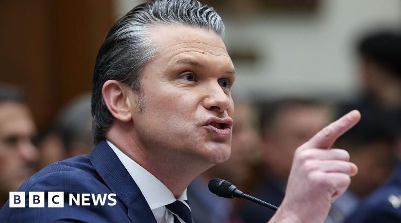 Defense Secretary Hegseth during a hearing on the Iran war with lawmakers.