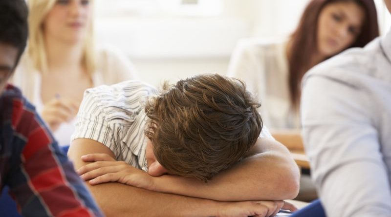A classroom filled with tired children, showing the impact of kids sleep patterns.