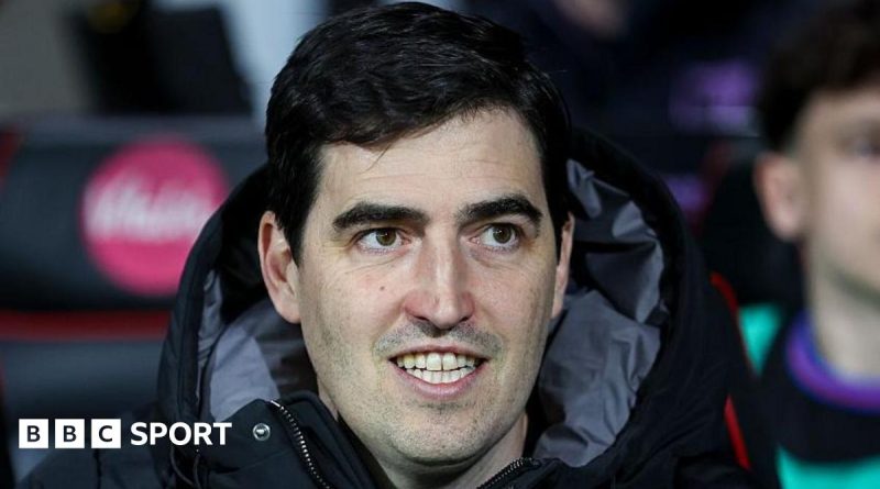 A group of football managers in suits discussing strategies after Iraola's departure.