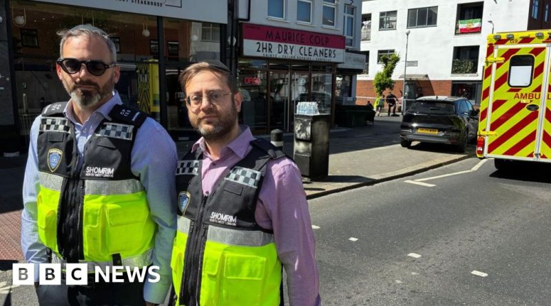 Jewish security volunteers provide aid during a London stabbing attack.