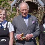 King Charles receives the Blue Peter Green badge for environmental efforts.