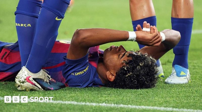 Young athletes practicing soccer together, highlighting teamwork and focus on Lamine Yamal injury news.