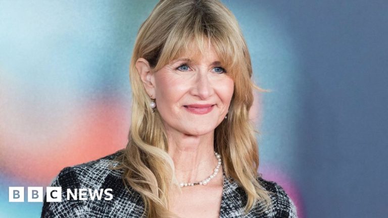 Laura Dern The White Lotus film set with crew preparing for a shoot.