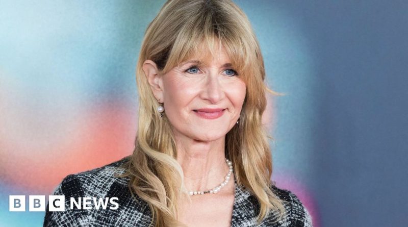 Laura Dern The White Lotus film set with crew preparing for a shoot.