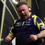 Dart players compete in a thrilling match, focusing on Littler Clayton match.