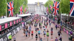 A diverse group of runners participating in the 2026 London Marathon.
