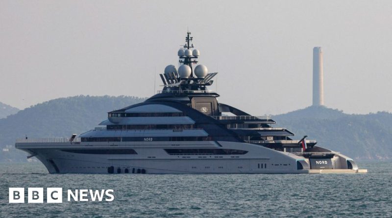 A Russian superyacht navigating the Hormuz Strait, highlighting maritime trade.