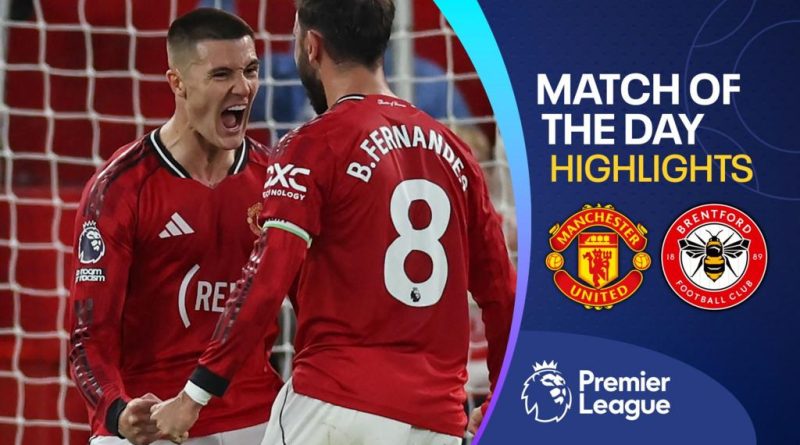 Manchester United win illustrated by players celebrating on the field.