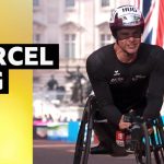 Marcel Hug wheelchair race winner competing in the London Marathon.