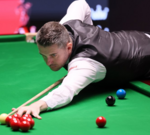 Mark Selby leads in a snooker match during the World Championship.