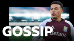 Football scouts discussing Morgan Rogers European move in a modern office.