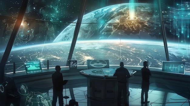 Astronauts in a control room preparing for the Artemis II mission.