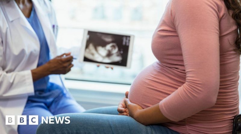 Healthcare professionals discussing miscarriage support program in a hospital.