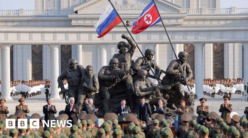 North Korea memorial honoring soldiers lost in Ukraine conflict.