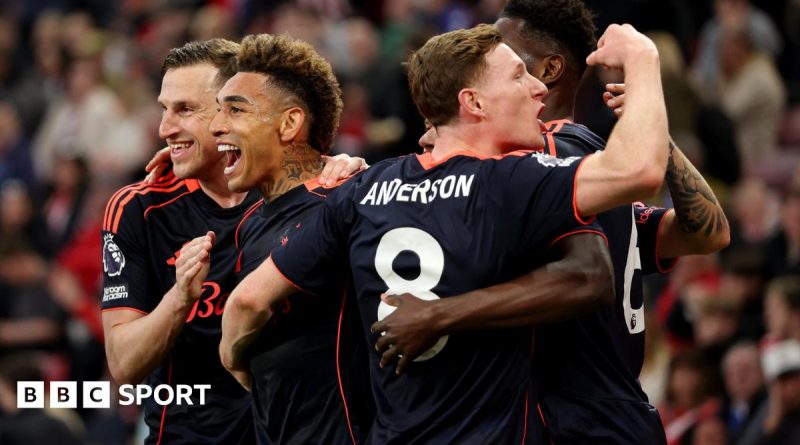 Fans celebrating Nottingham Forest's victory in a thrilling match.