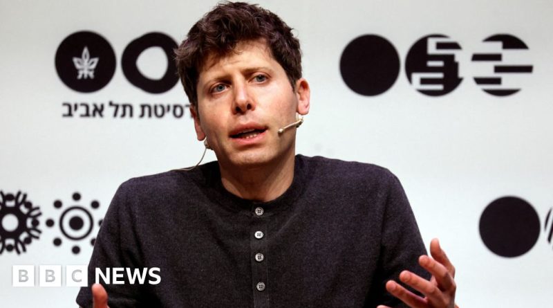 Professionals discussing OpenAI investigation and shooting incident in a modern office.