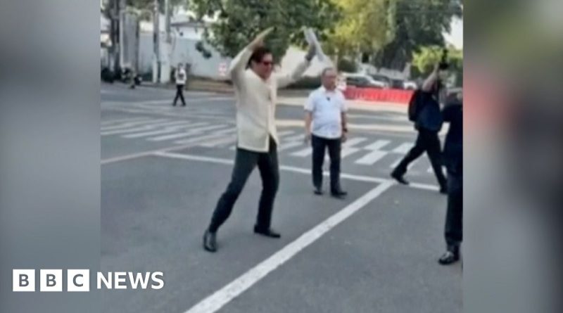 Bongbong Marcos fitness challenge with star jumps in gym.