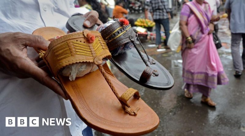 Models presenting Prada Indian sandals in a professional fashion setting.