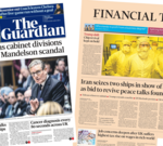 Professionals discussing the Prime Minister isolation and job concerns in a modern office.