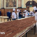 Chefs collaborate to set the longest tiramisu record in London.