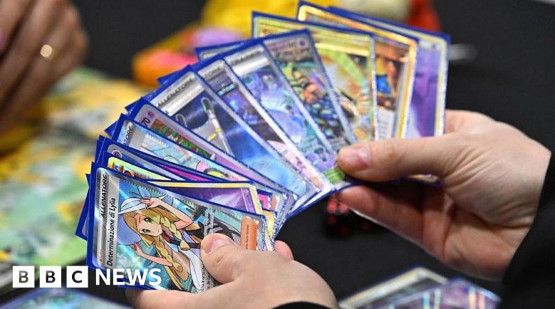 A retail shop showing Pokémon card theft concerns with vigilant staff.