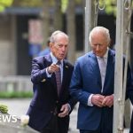 King Charles and Queen Camilla paying tribute at the 9/11 Memorial in New York City.