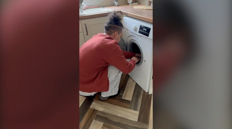 Family doing laundry to save money on electricity during sunny hours.